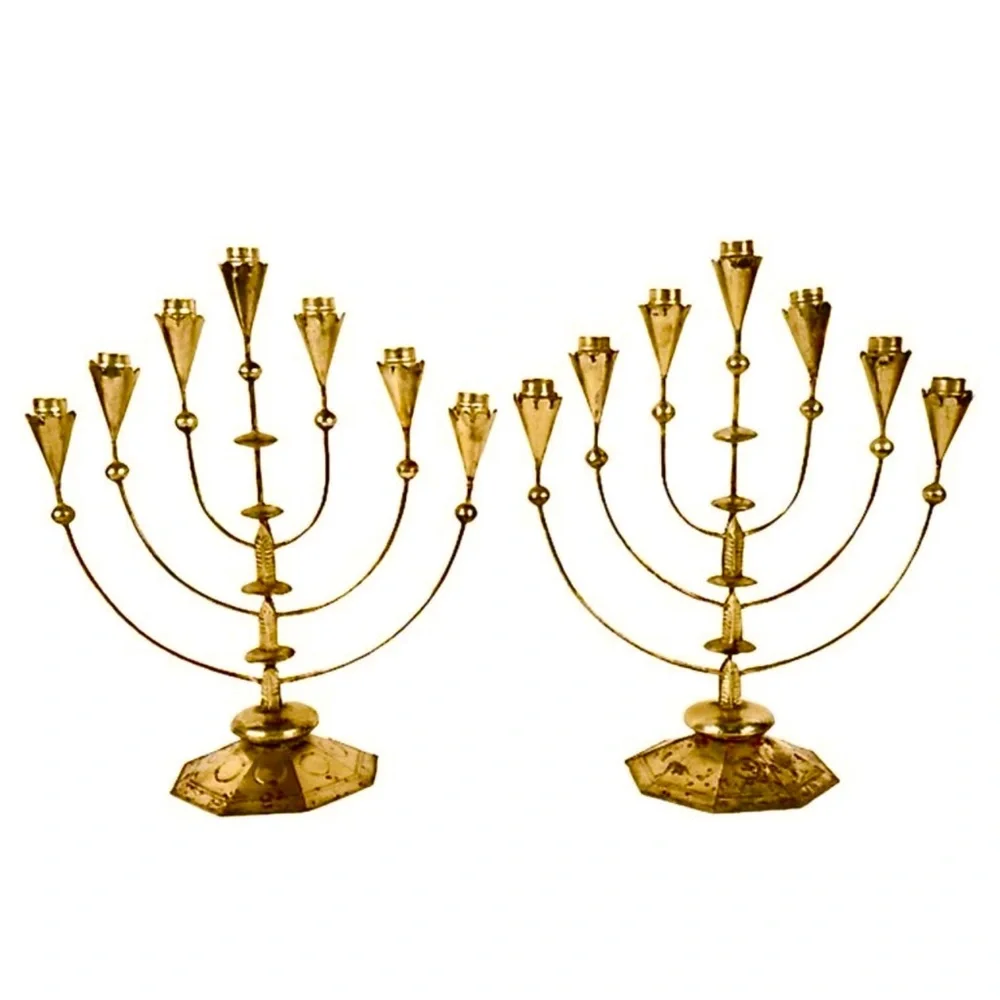 William Spratling Mexican Tin Candelabras circa 1935 brass plated menorah Rare